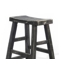 Rena Counter Stool Set of 2, Saddle Seat, Black Sand Mahogany Wood -BM325449