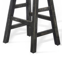 Rena Counter Stool Set of 2, Saddle Seat, Black Sand Mahogany Wood -BM325449