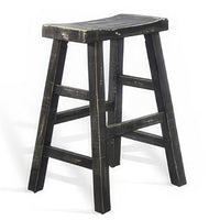Rena Counter Stool Set of 2, Saddle Seat, Black Sand Mahogany Wood