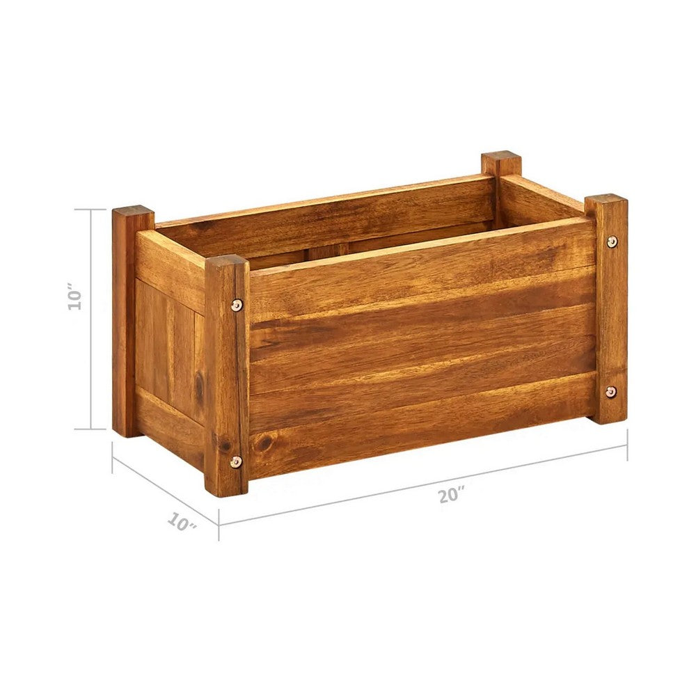 Ryla Garden Raised Flower Bed, 10x20 Panel Brown Acacia Wood, Slatted -BM325573