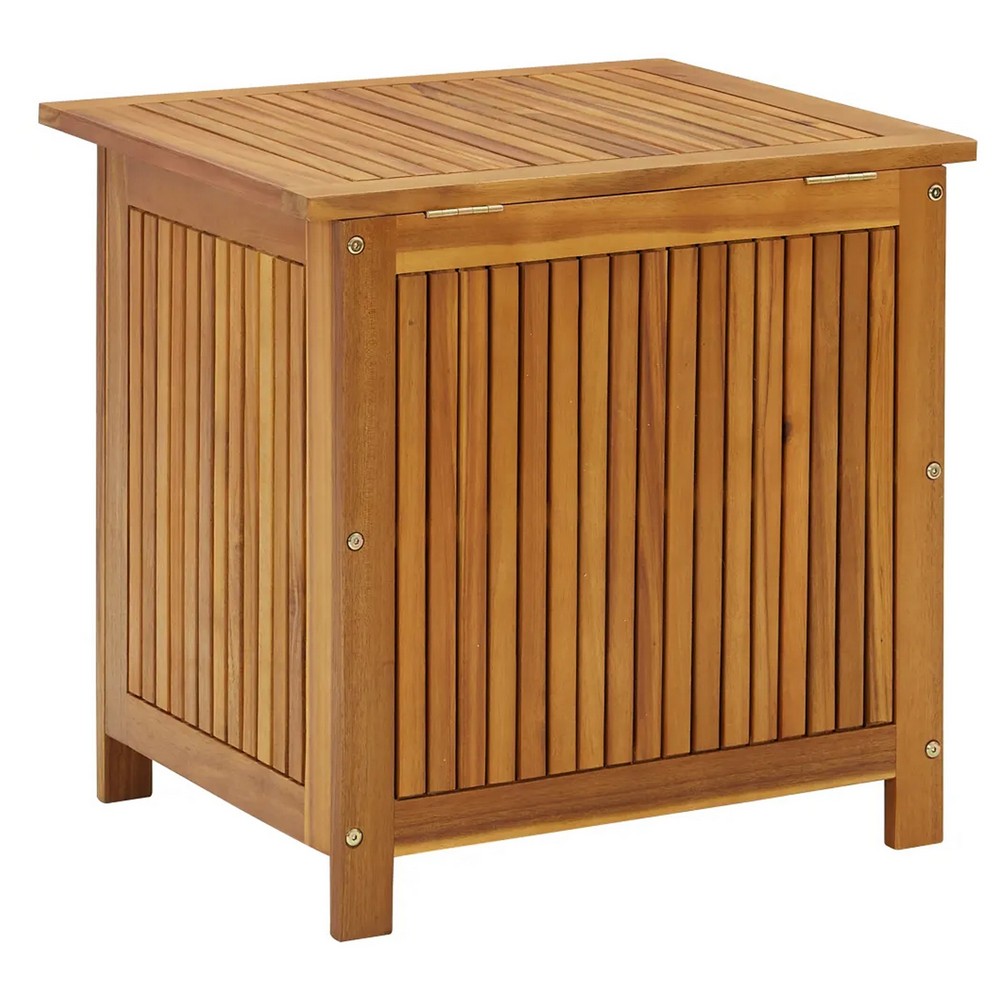 Outdoor Storage Box Table, Acacia Wood with Flip Top, Slatted Frame -BM325596