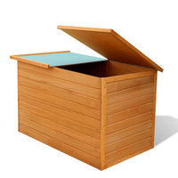 Outdoor Deck Patio Storage Box, Hinged Lift Top, Brown Wood 28x28x50 -BM325606