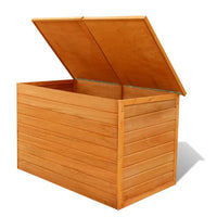 Outdoor Deck Patio Storage Box, Hinged Lift Top, Brown Wood 28x28x50 -BM325606