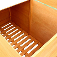 Outdoor Deck Patio Storage Box, Hinged Lift Top, Brown Wood 28x28x50 -BM325606