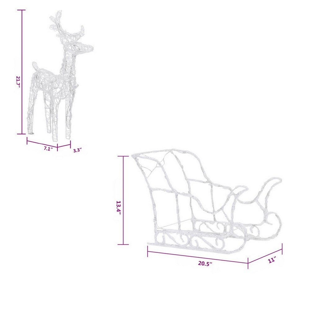 4pc Outdoor Reindeer n Sleigh Christmas Decoration, 240 Warm White LED -BM325625