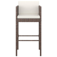 4pc Outdoor Barstool Chair Set, White Cushion, Brown Rattan, 30 Inch -BM325636