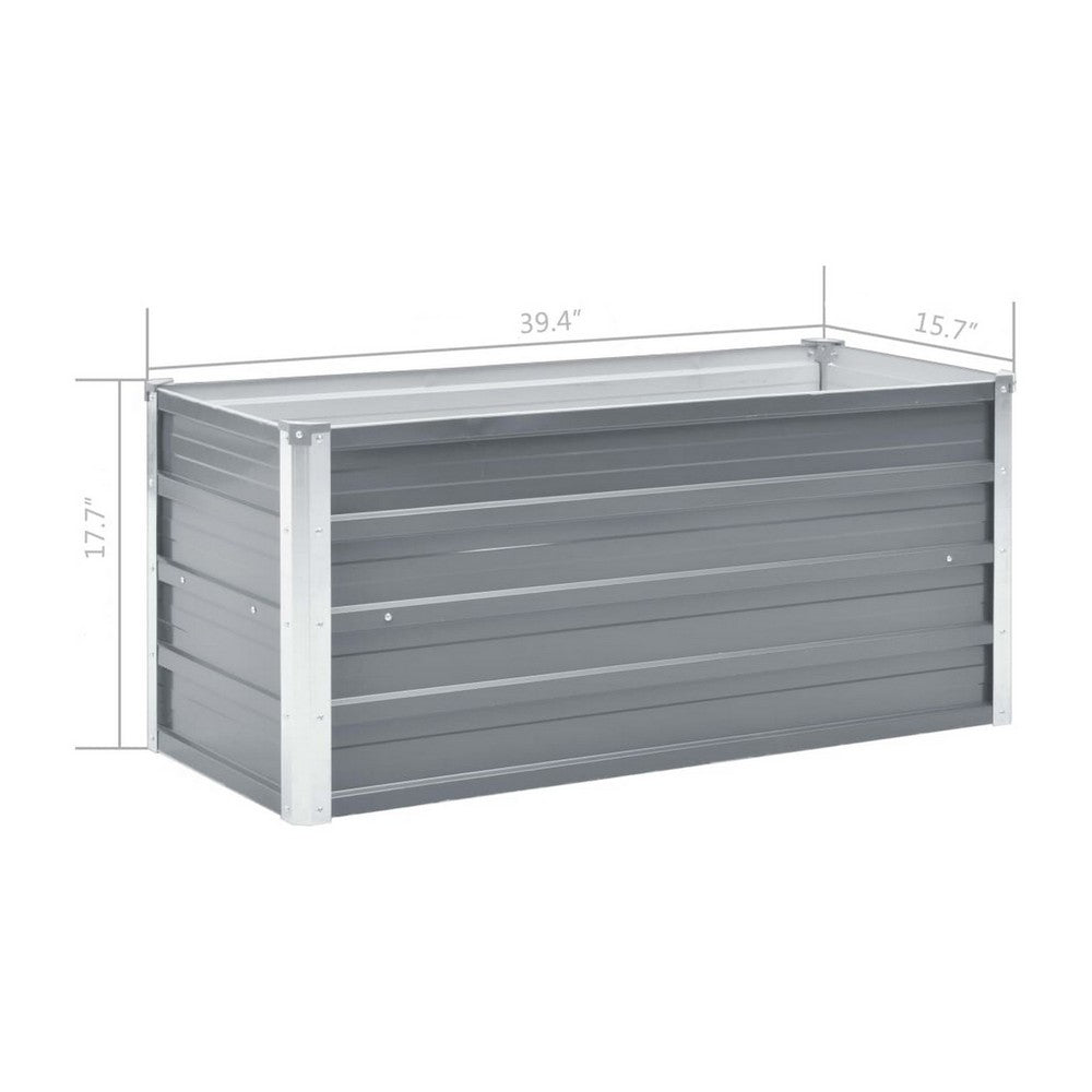 Raised Garden Flower Bed, Open Bottom Design, Grey Steel, 39 Inch -BM325659