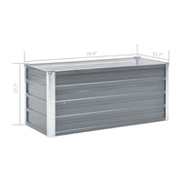 Raised Garden Flower Bed, Open Bottom Design, Grey Steel, 39 Inch -BM325659