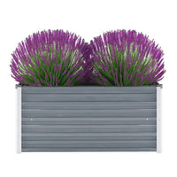 Raised Garden Flower Bed, Open Bottom Design, Grey Steel, 39 Inch