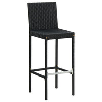 Nyra Outdoor Barstool Chair Set of 2, Cream Cushions Black Poly Rattan -BM325661