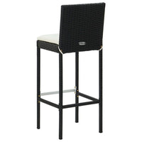 Nyra Outdoor Barstool Chair Set of 2, Cream Cushions Black Poly Rattan -BM325661