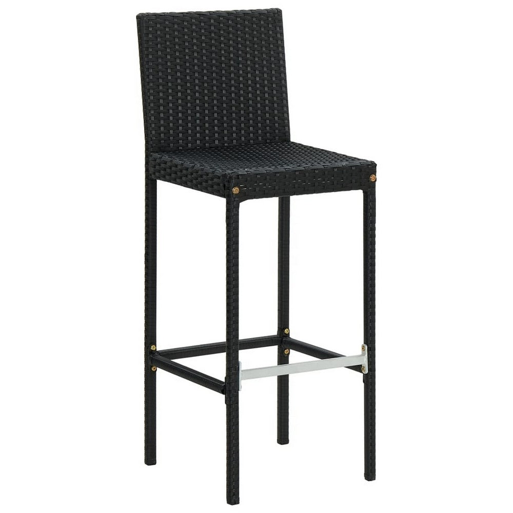 Nyra Garden Barstool Chair Set of 4, White Cushions, Black Rattan -BM325662