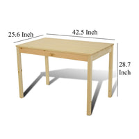 5 Piece Dining Table Set with 4 Side Chairs, Natural Brown Pine Wood -BM325667