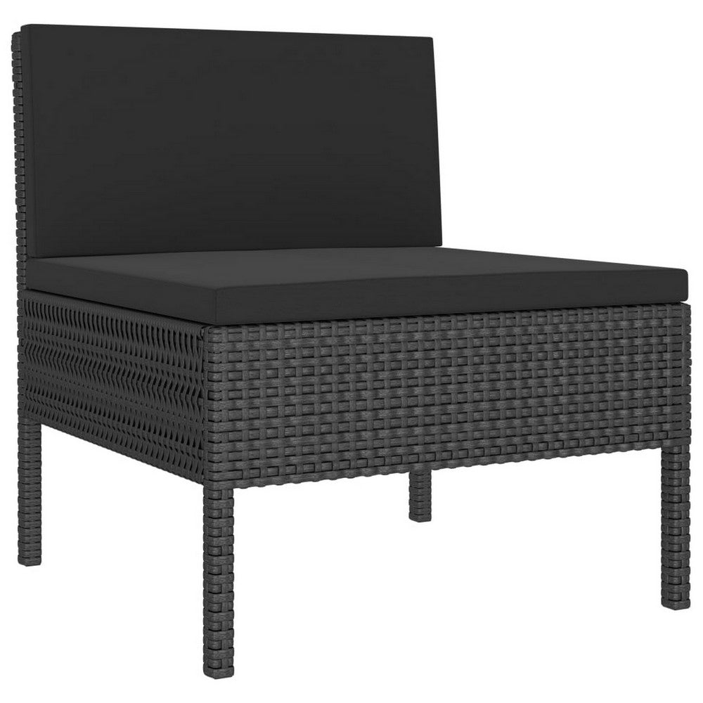 3pc Outdoor Lounge Set, Coffee Table and Loveseat Black Poly Rattan -BM325673
