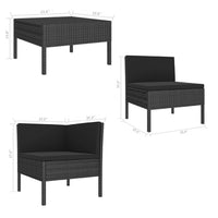 3pc Outdoor Lounge Set, Coffee Table and Loveseat Black Poly Rattan -BM325673