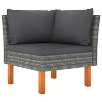 Casey 2pc Modular Outdoor Corner Loveseat, Gray Rattan Fabric Cushions -BM325677