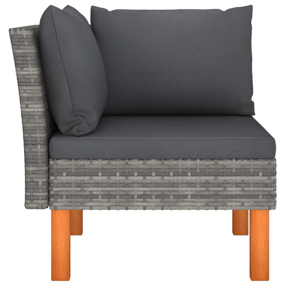 Casey 2pc Modular Outdoor Corner Loveseat, Gray Rattan Fabric Cushions -BM325677