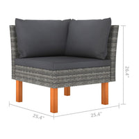 Casey 2pc Modular Outdoor Corner Loveseat, Gray Rattan Fabric Cushions -BM325677