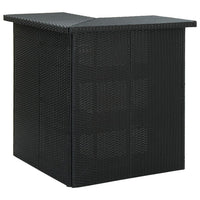 Outdoor Corner Bar Table, 3 Shelves, Black Rattan and Steel, 41 Inch