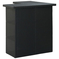 Outdoor Corner Bar Table, 3 Shelves, Black Rattan and Steel, 41 Inch -BM325681