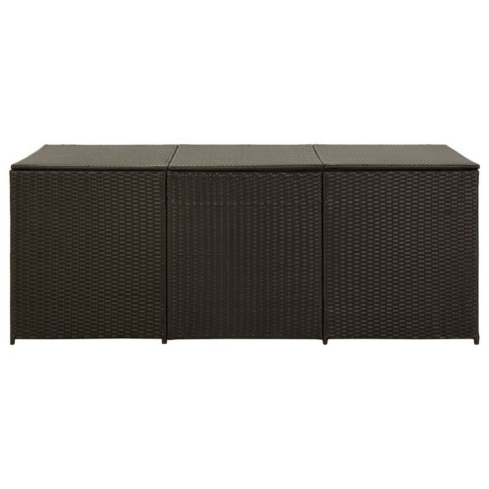 Outdoor Storage Box, Brown Rattan, 71 Inch Powder Coated Steel Frame -BM325684