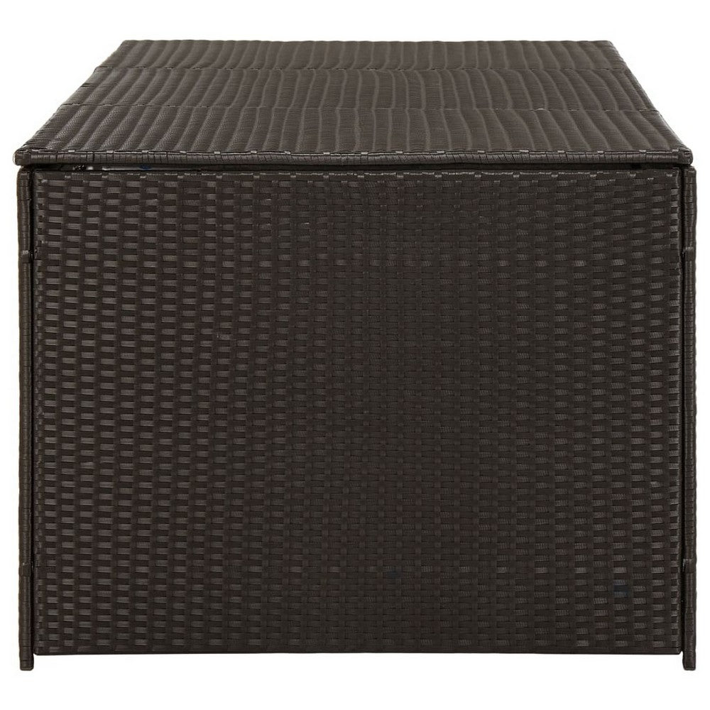Outdoor Storage Box, Brown Rattan, 71 Inch Powder Coated Steel Frame -BM325684