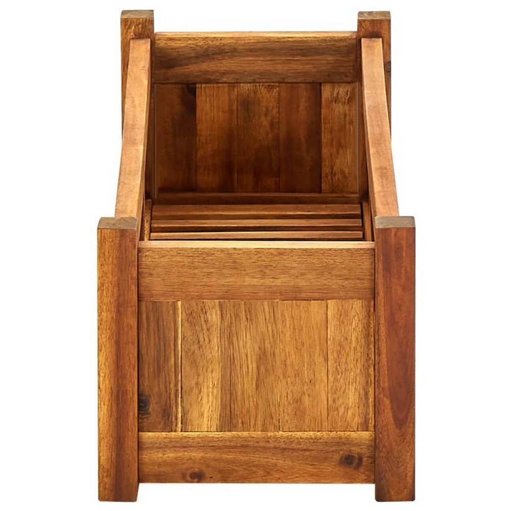 Ryla Raised Flower Bed Garden Box, Brown Acacia Wood Frame 11x30 -BM325686
