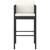 Outdoor Barstool Chair Set of 4, White Fabric Cushions, Black Rattan -BM325693