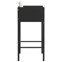 Outdoor Barstool Chair Set of 4, White Fabric Cushions, Black Rattan -BM325693