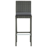 Outdoor Barstool Chair Set of 2, Gray Rattan, Black Fabric Cushions -BM325694