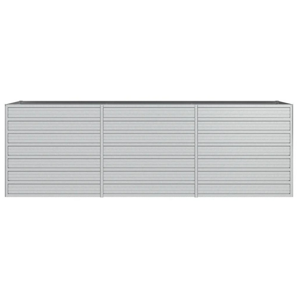 Outdoor Raised Garden Flower Bed, Silver Galvanized Steel, 32x95 Inch -BM325714