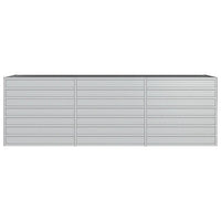 Outdoor Raised Garden Flower Bed, Silver Galvanized Steel, 32x95 Inch -BM325714