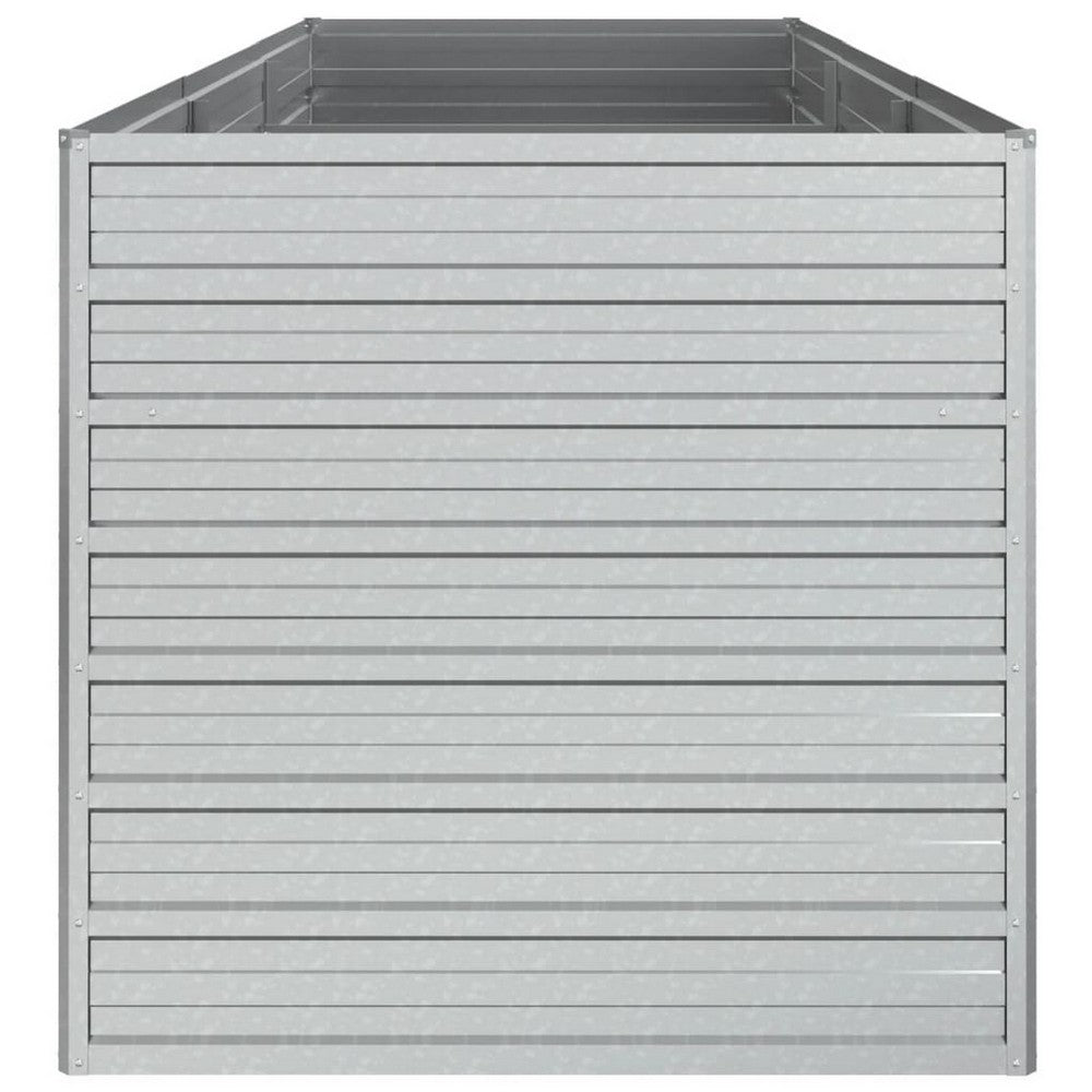 Outdoor Raised Garden Flower Bed, Silver Galvanized Steel, 32x95 Inch -BM325714