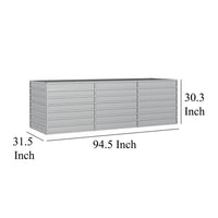 Outdoor Raised Garden Flower Bed, Silver Galvanized Steel, 32x95 Inch -BM325714