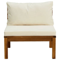 2pc Outdoor Patio Sofa and Table Set, Ivory Cushion, Brown Acacia Wood -BM325728