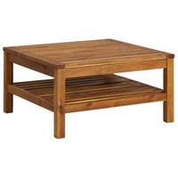 2pc Outdoor Patio Sofa and Table Set, Ivory Cushion, Brown Acacia Wood -BM325728