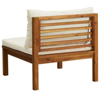 2pc Outdoor Patio Sofa and Table Set, Ivory Cushion, Brown Acacia Wood -BM325728