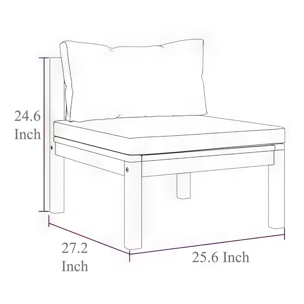 2pc Outdoor Patio Sofa and Table Set, Ivory Cushion, Brown Acacia Wood -BM325728