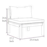 2pc Outdoor Patio Sofa and Table Set, Ivory Cushion, Brown Acacia Wood -BM325728