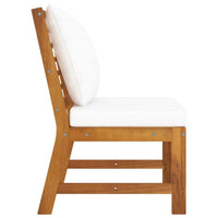 Modular Sectional Sofa Chair with 2 White Cushions, Brown Acacia Wood -BM325736