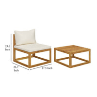 2pc Outdoor Chair and Table Set, Square Top, Brown Acacia Wood, White -BM325757