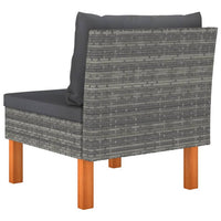 Modular Sofa Chair, Smooth Texture Gray Fabric, Poly Rattan, Wood  -BM325760