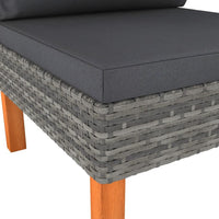 Modular Sofa Chair, Smooth Texture Gray Fabric, Poly Rattan, Wood  -BM325760