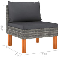 Modular Sofa Chair, Smooth Texture Gray Fabric, Poly Rattan, Wood  -BM325760