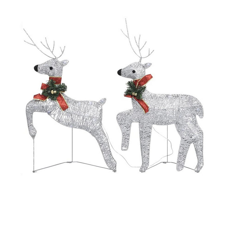 Outdoor 40 LED Light Reindeer Christmas Decoration Set of 2, Metal -BM325768