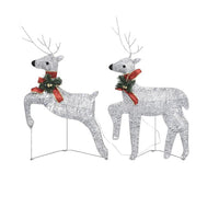 Outdoor 40 LED Light Reindeer Christmas Decoration Set of 2, Metal -BM325768