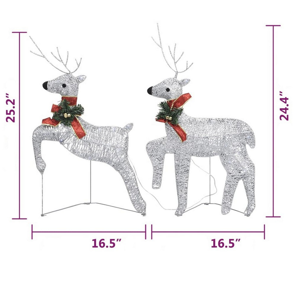 Outdoor 40 LED Light Reindeer Christmas Decoration Set of 2, Metal -BM325768