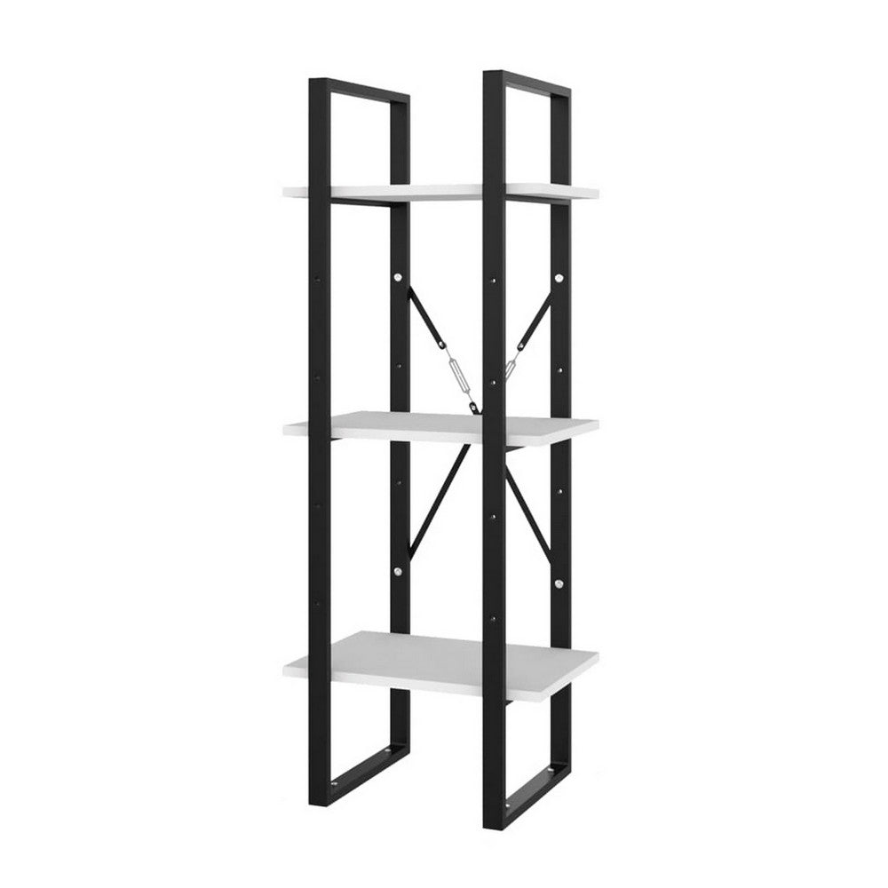 Zoe Standing Bookshelf, 41 Inch Tall, 3 Shelves, Black and White -BM325784
