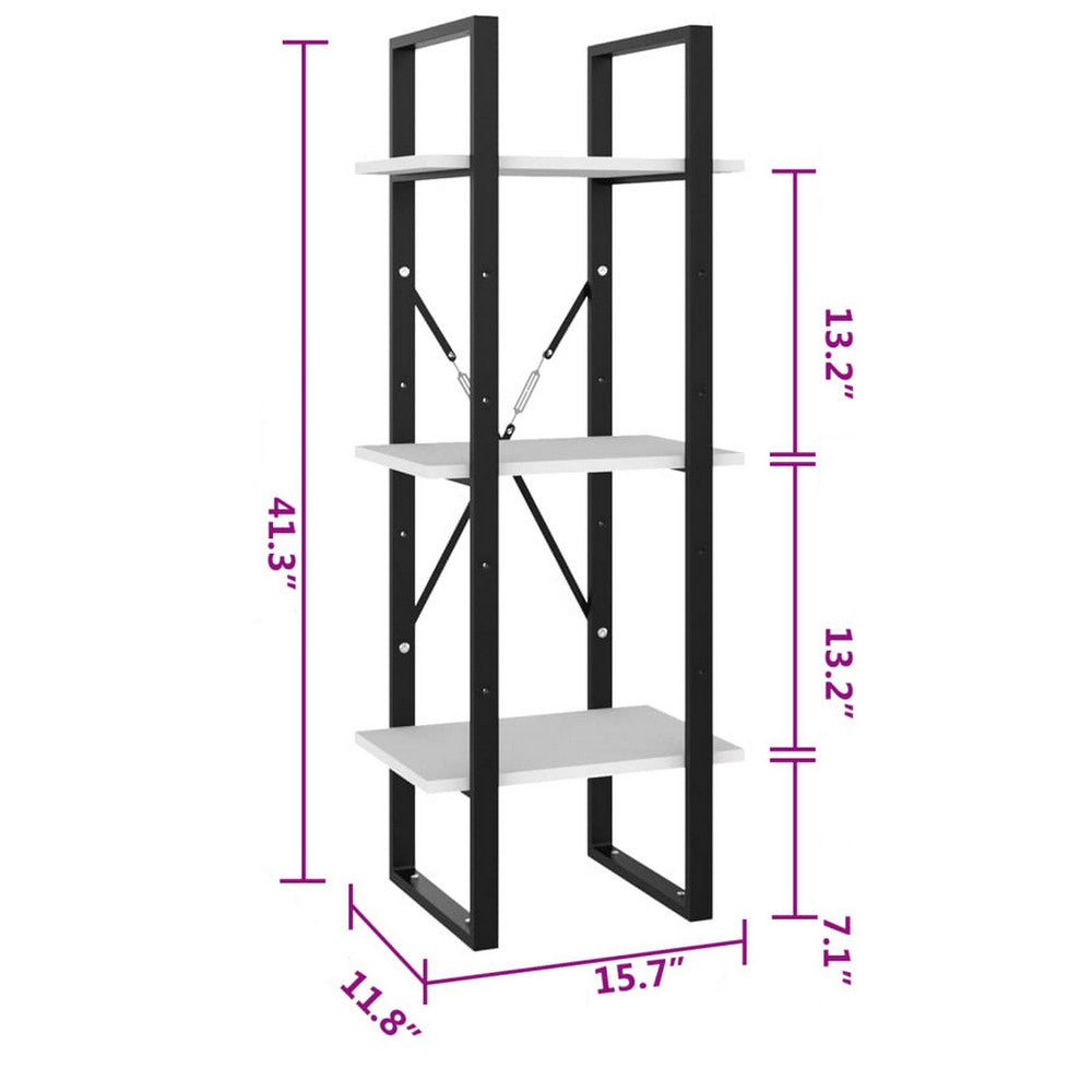 Zoe Standing Bookshelf, 41 Inch Tall, 3 Shelves, Black and White -BM325784
