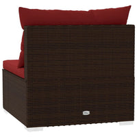 Joez Patio Armless Chair Modular Sofa Seat, Square, Poly Rattan, Red -BM325791